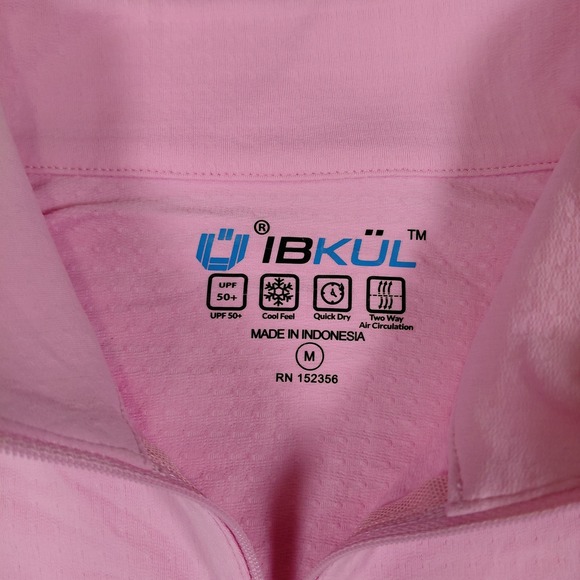 IBKUL Womens Pink Long Sleeve Quarter Zip Golf Shirt Southern Hills UPF 50+ M - Picture 4 of 14